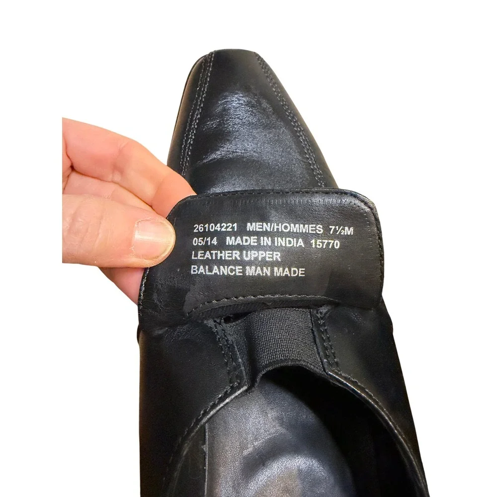 Clarks Collection Mens Black Leather Slip On Square Toe Dress Shoes 7.5M